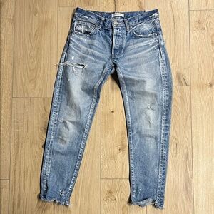 Moussy vintage Light Blue Distressed Slim Jeans